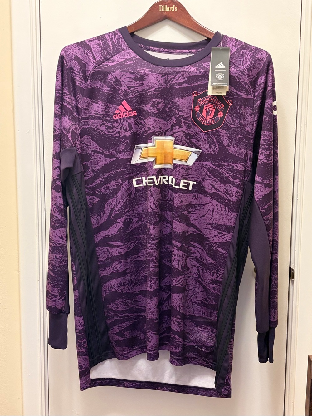 adidas Purple and Dark Gray Manchester United Long-Sleeve Soccer Jersey NWT